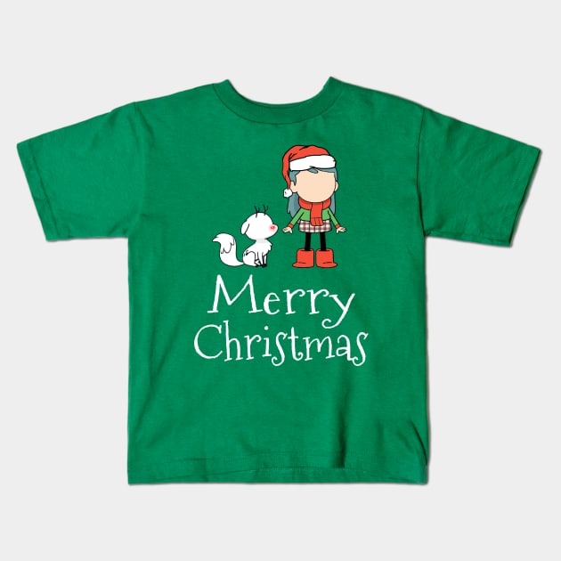 Hilda and Twig Merry Christmas Kids T-Shirt by MadyJustForFun